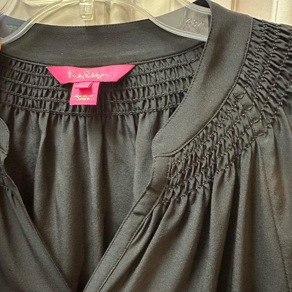 Lilly Pulitzer Black Silk Elsa Blouse XS Like New - Picture 3 of 16